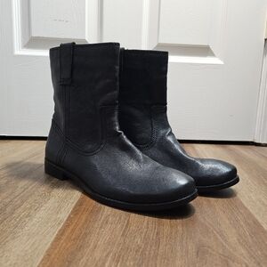Frye Black Leather Ankle Boots
